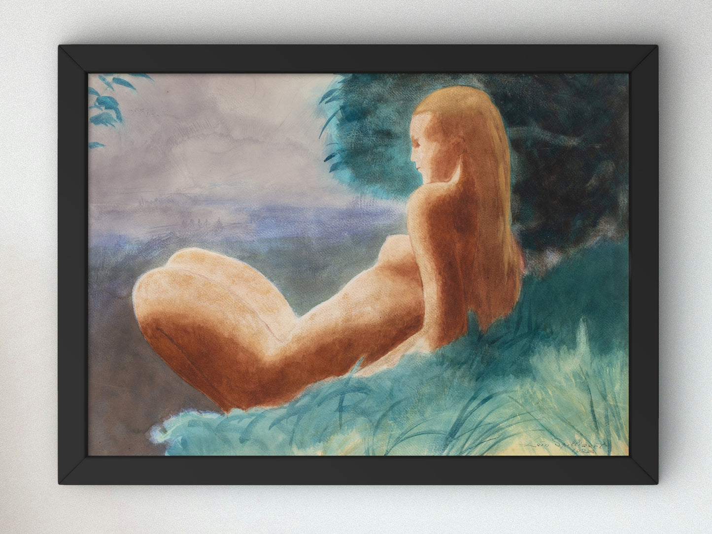 Reclining Nude in a Meadow by Léon Spilliaert 1928, Wall Art Print, Fine Art Reproduction, Museum Quality Decor, Poster