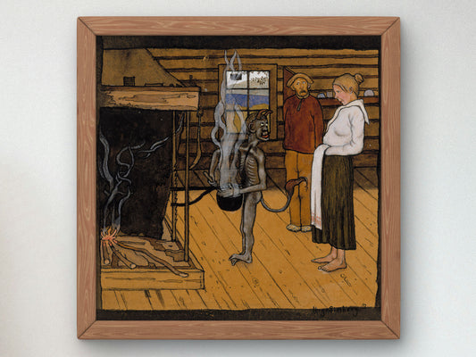The Poor Devil By the Fire by Hugo Simberg 1897, Wall Art Print, Fine Art Reproduction, Museum Quality Decor, Poster