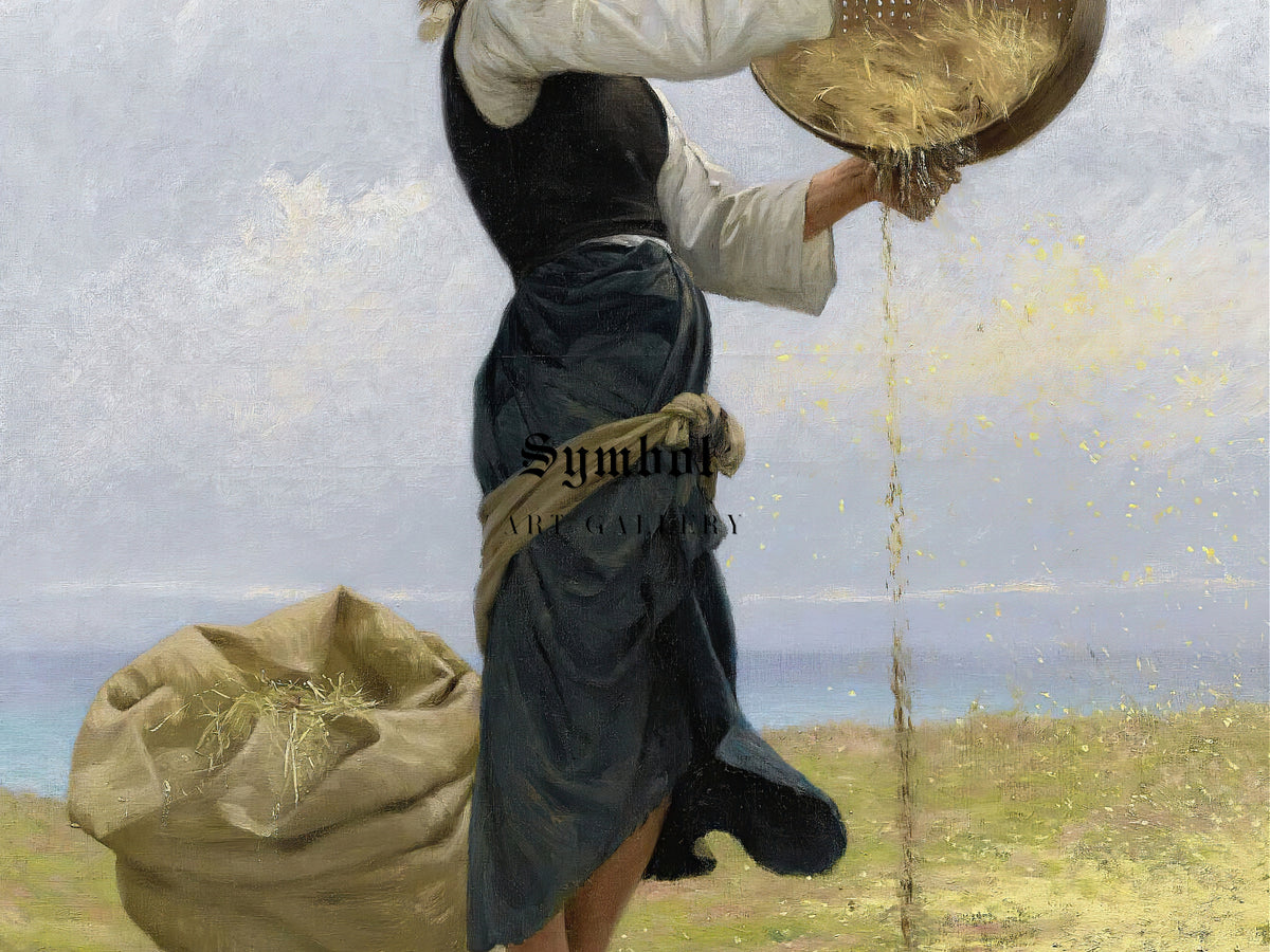 Woman Sifting by François Alfred Delobbe 1882, Wall Art Print, Fine Art Reproduction, Museum Quality Decor, Poster