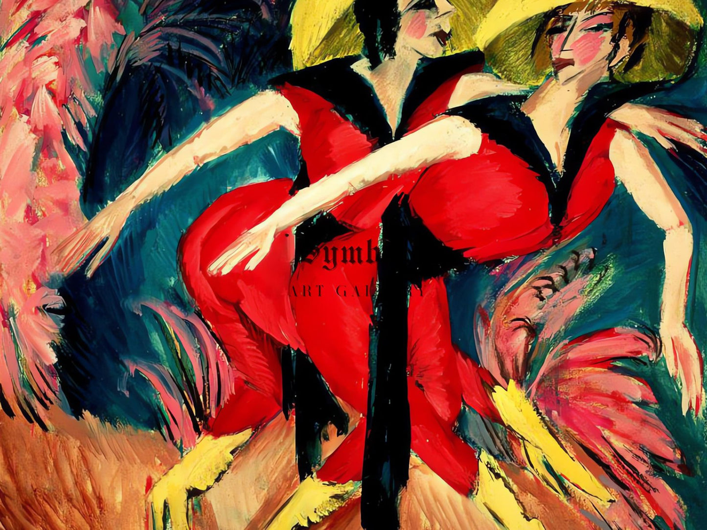 Dancers in Red by Ernst Ludwig Kirchner, 1914, Expressionism and Fauvism, fine art print