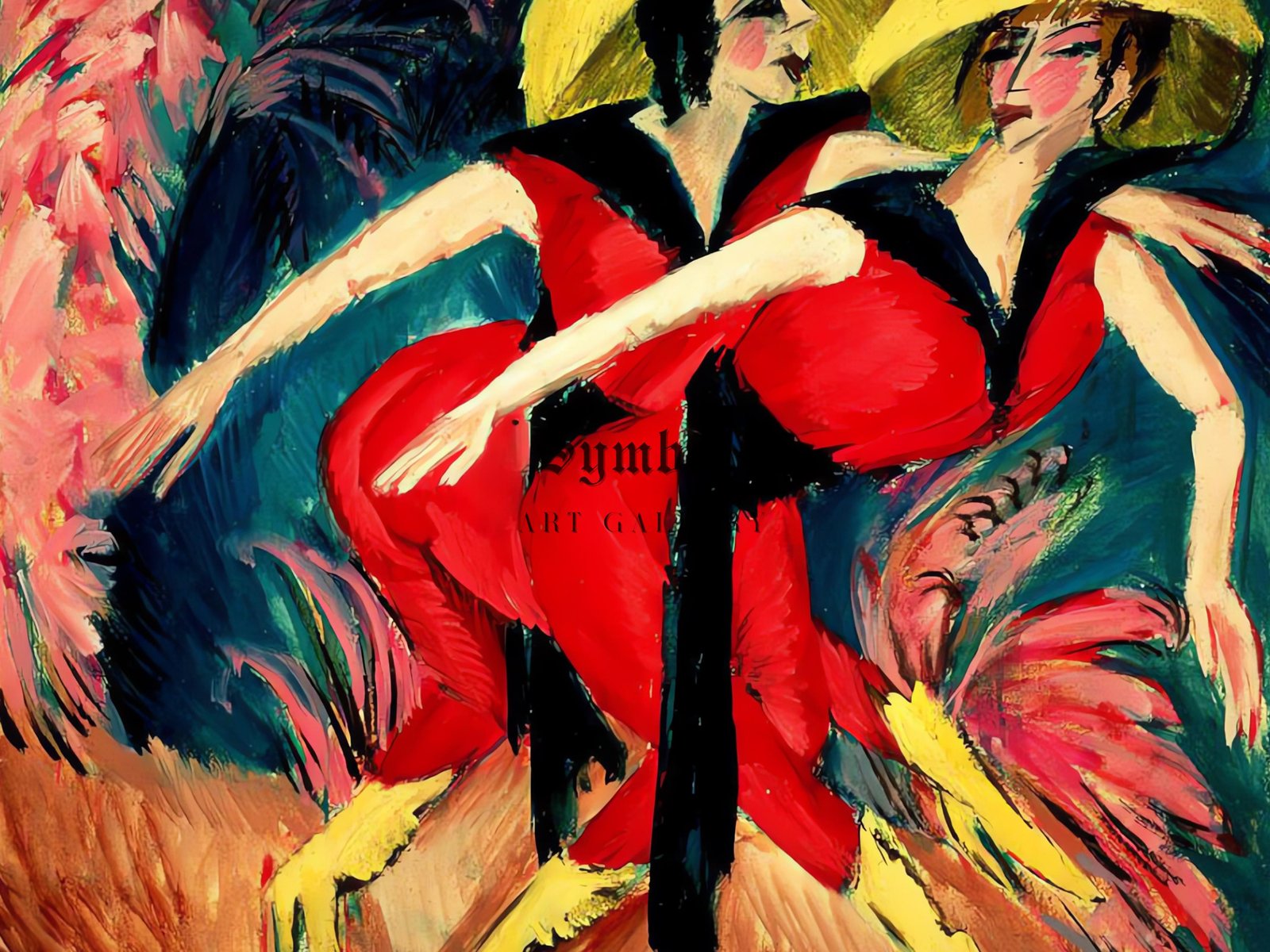 Dancers in Red by Ernst Ludwig Kirchner, 1914, Expressionism and Fauvism, fine art print