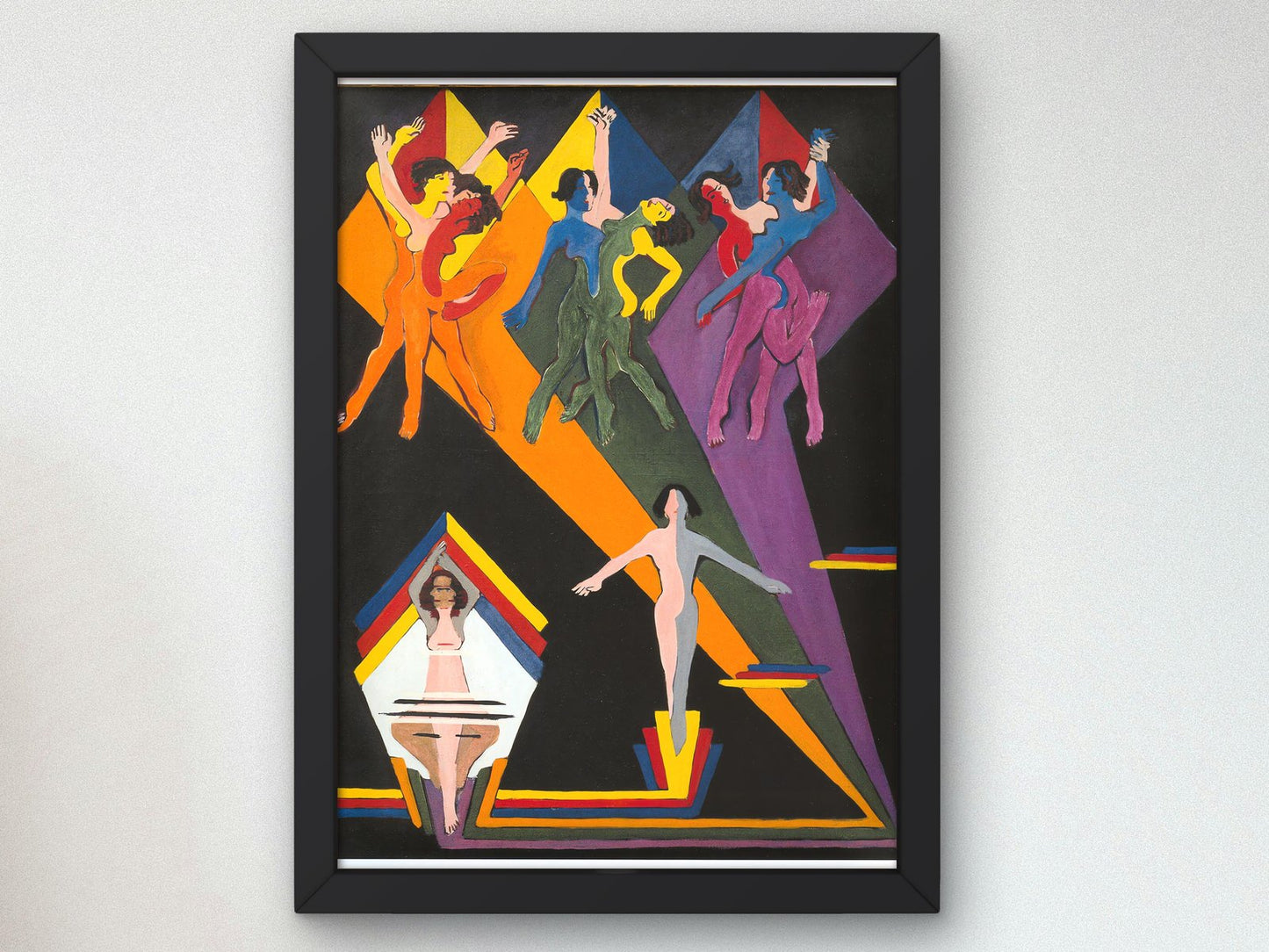 Dancing Girls in Colourful Rays by Ernst Ludwig Kirchner, 1937, Expressionism and Fauvism, fine art print