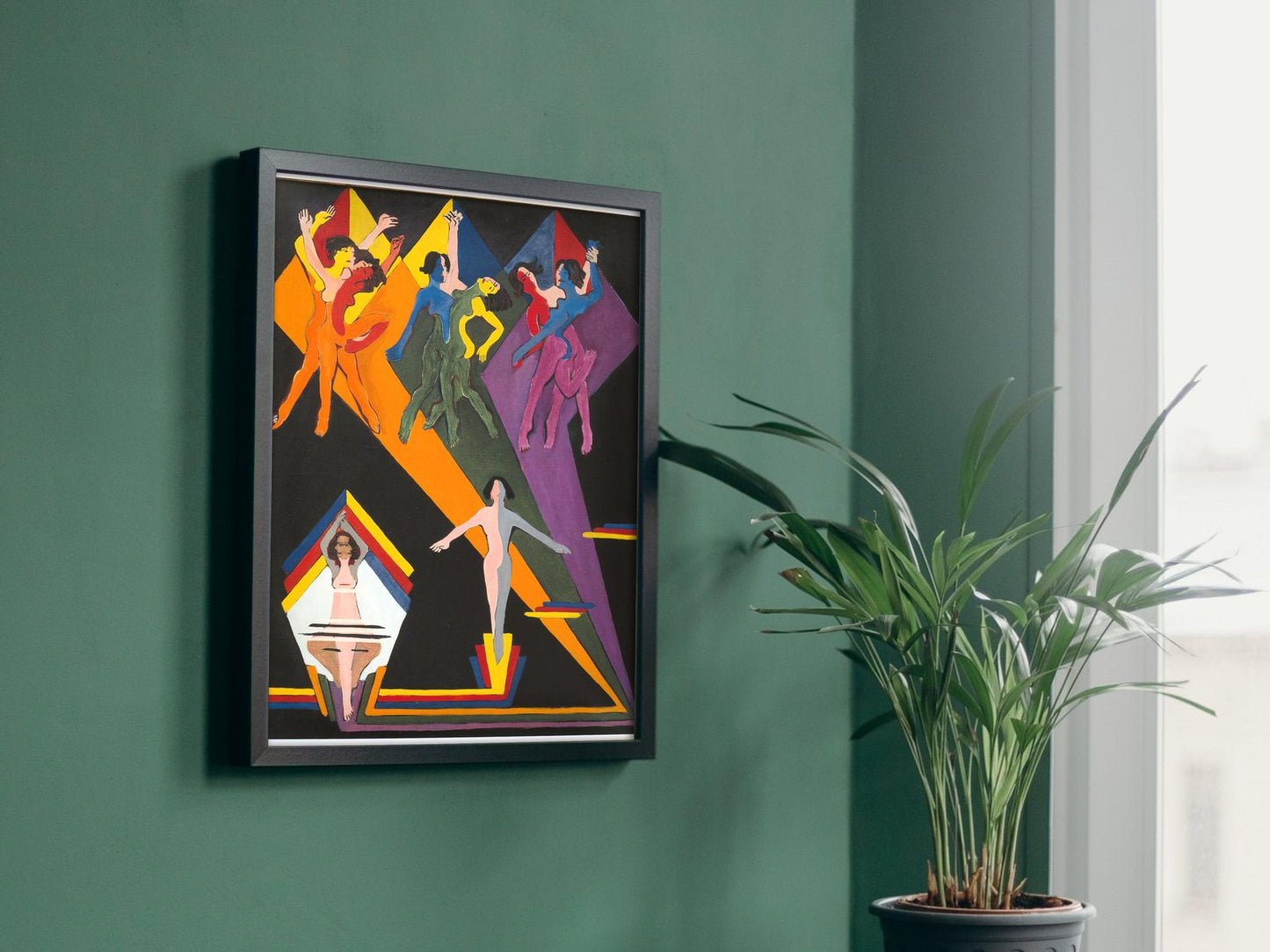 Dancing Girls in Colourful Rays by Ernst Ludwig Kirchner, 1937, Expressionism and Fauvism, fine art print