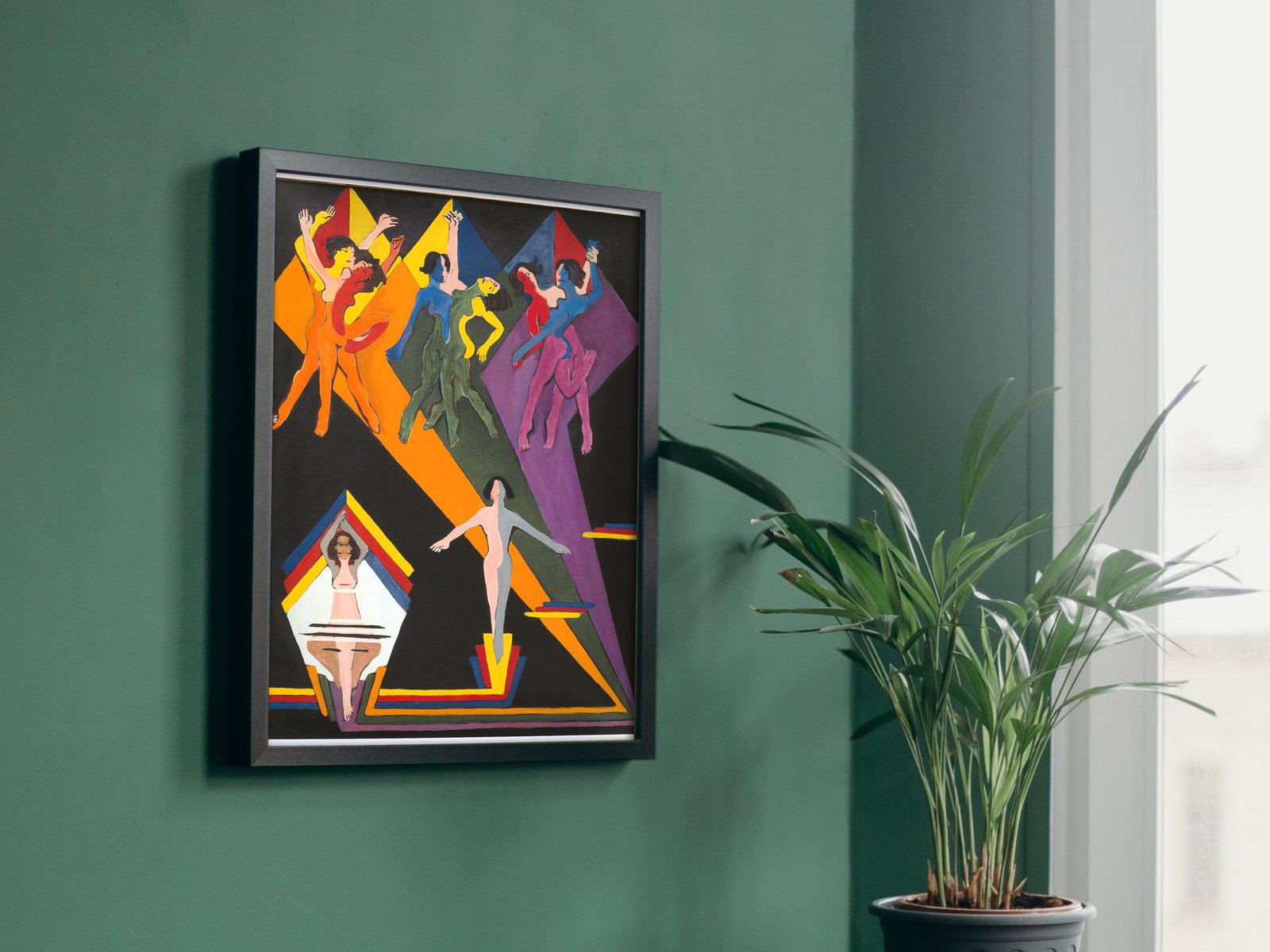 Dancing Girls in Colourful Rays by Ernst Ludwig Kirchner, 1937, Expressionism and Fauvism, fine art print