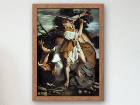 David and Goliath by Orazio Gentileschi, 1607, Baroque and Chiaroscuro, fine art print