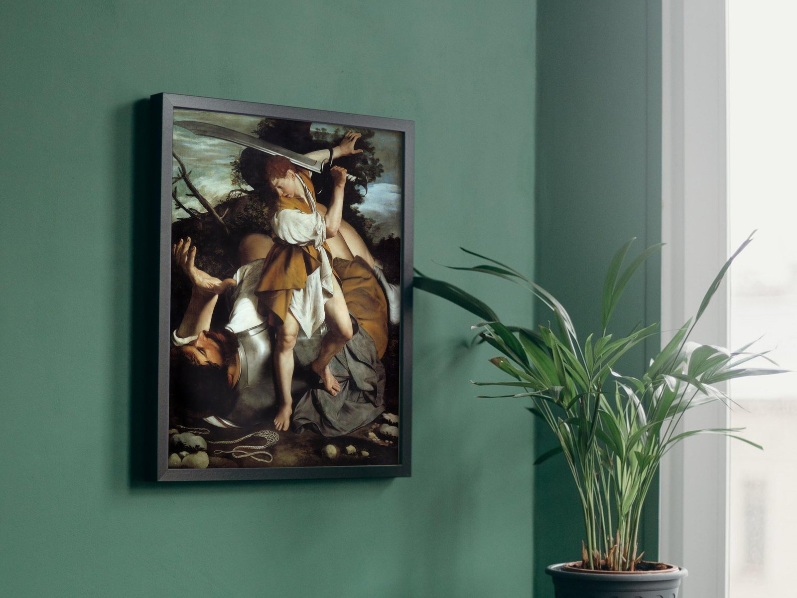 David and Goliath by Orazio Gentileschi, 1607, Baroque and Chiaroscuro, fine art print