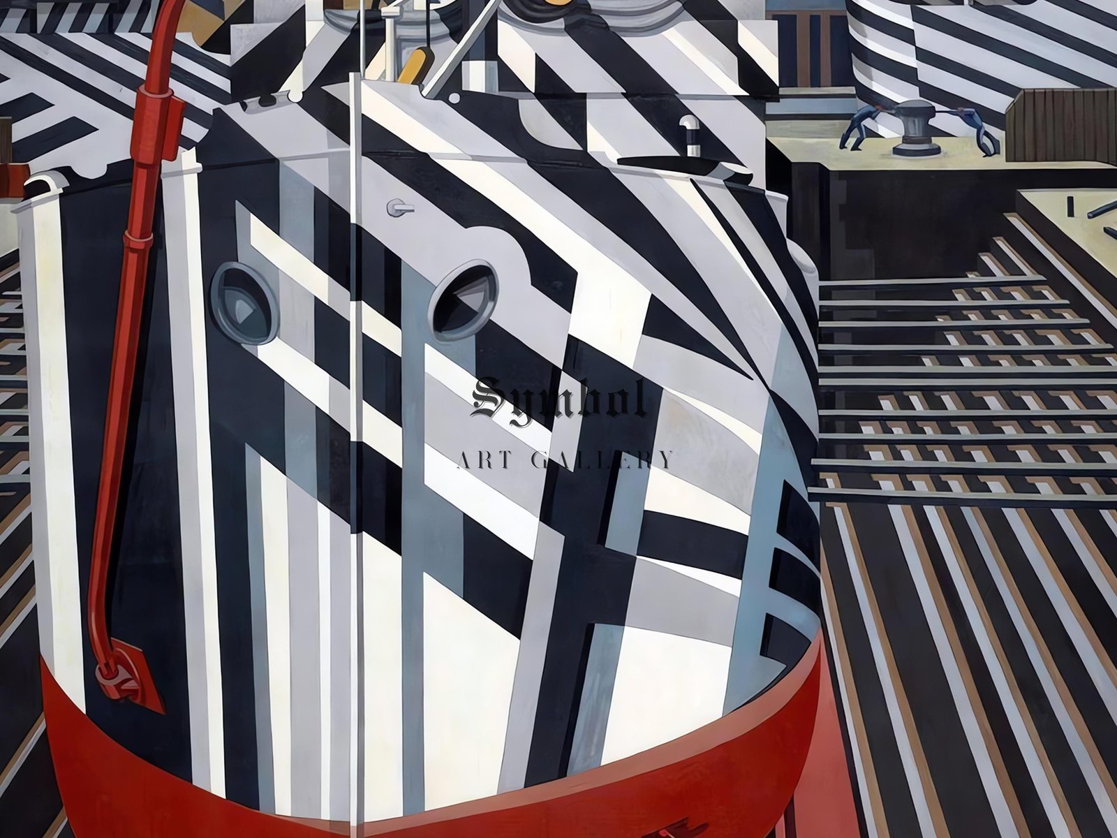 Dazzleships in Dry Dock at Liverpool by Edward Alexander Wadsworth, 1919, Cubism and Abstract Art, fine art print