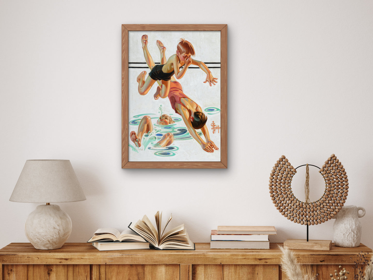 Diving In by Joseph Christian Leyendecker 1935, Wall Art Print, Fine Art Reproduction, Museum Quality Decor, Poster