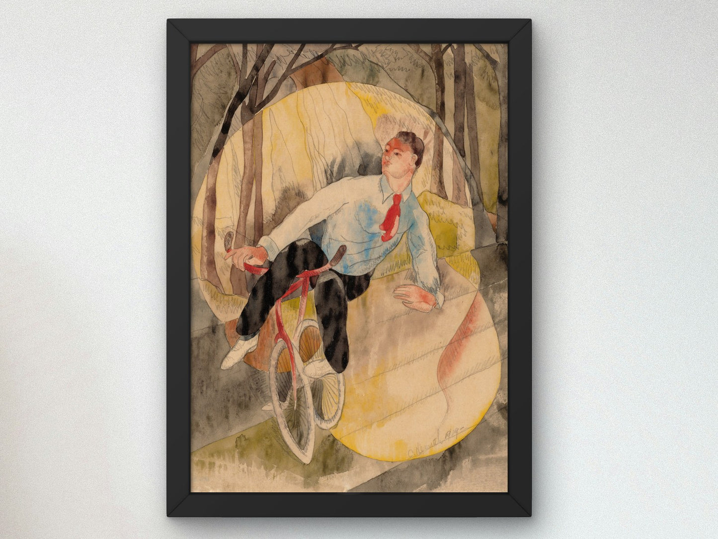 In Vaudeville, the Bicycle Rider by Charles Demuth 1919, Wall Art Print, Fine Art Reproduction, Museum Quality Decor, Poster