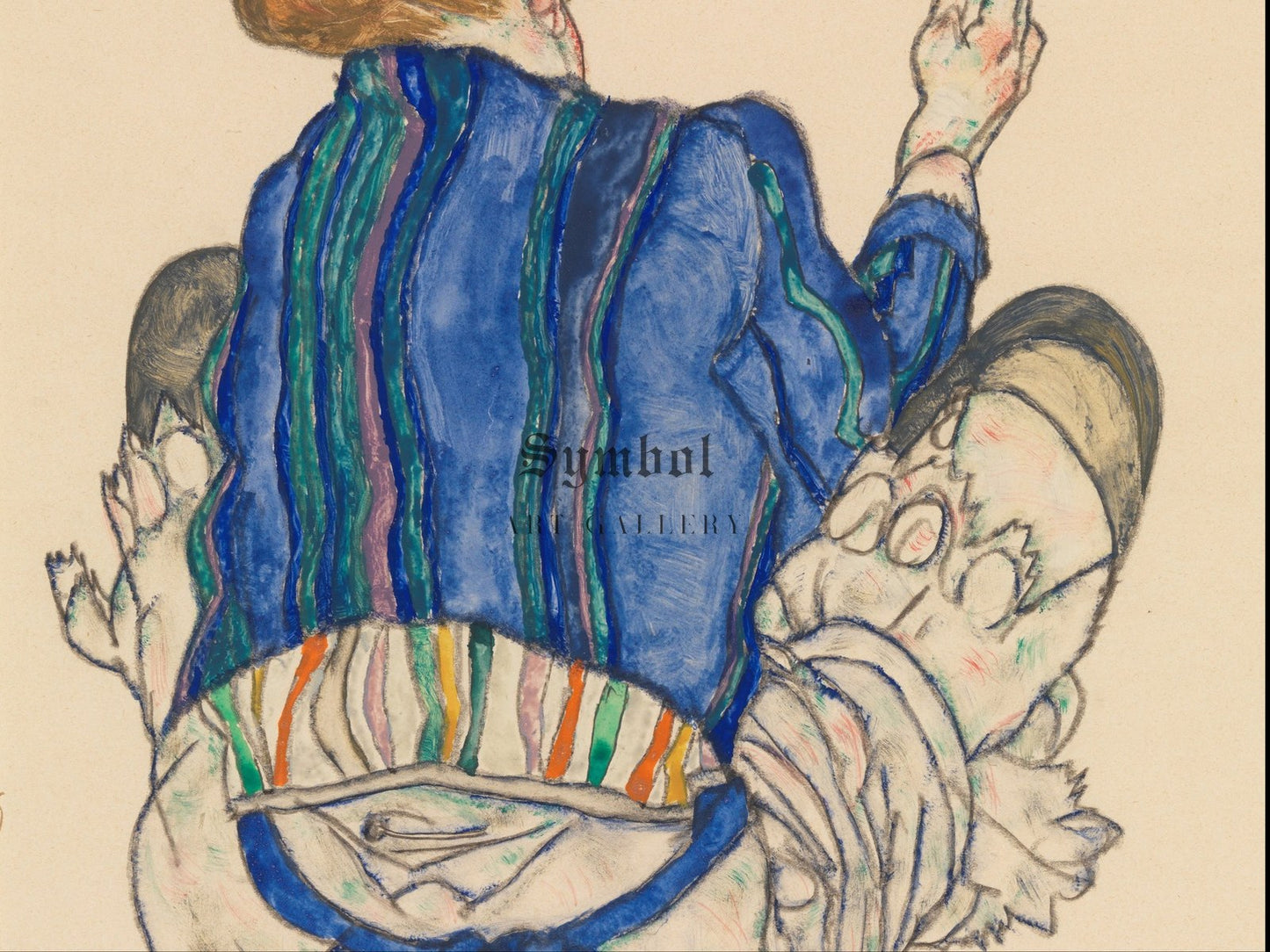Seated Woman Back View by Egon Schiele 1917, Wall Art Print, Fine Art Reproduction, Museum Quality Decor, Poster