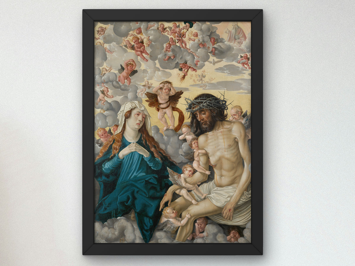 The Man of Sorrows Lamented by Mary and Angels by Hans Baldung 1513, Wall Art Print, Fine Art Reproduction, Museum Quality Decor, Poster