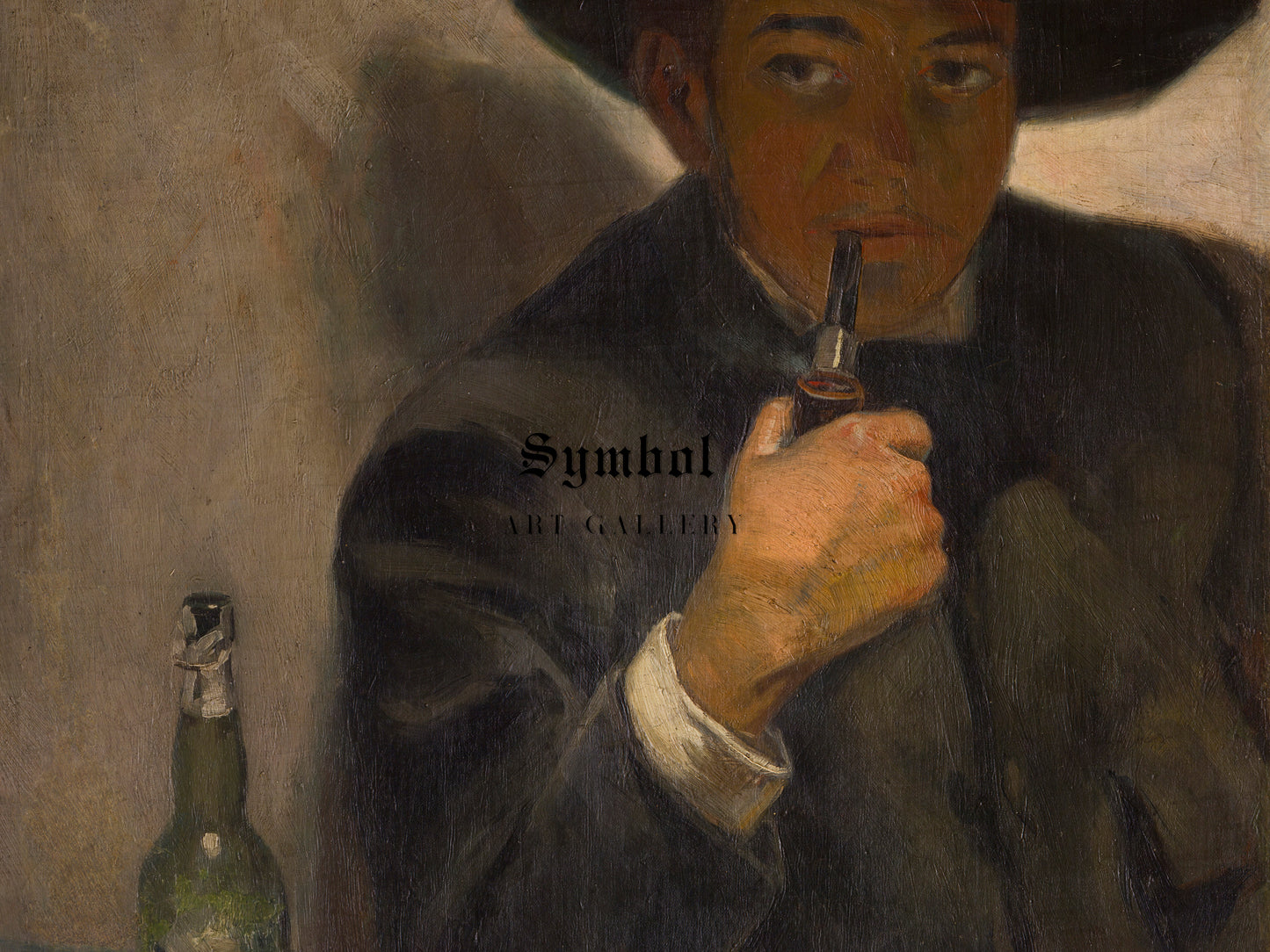 Self Portrait with Broad Brimmed Hat by Diego Rivera 1907, Wall Art Print, Fine Art Reproduction, Museum Quality Decor, Poster