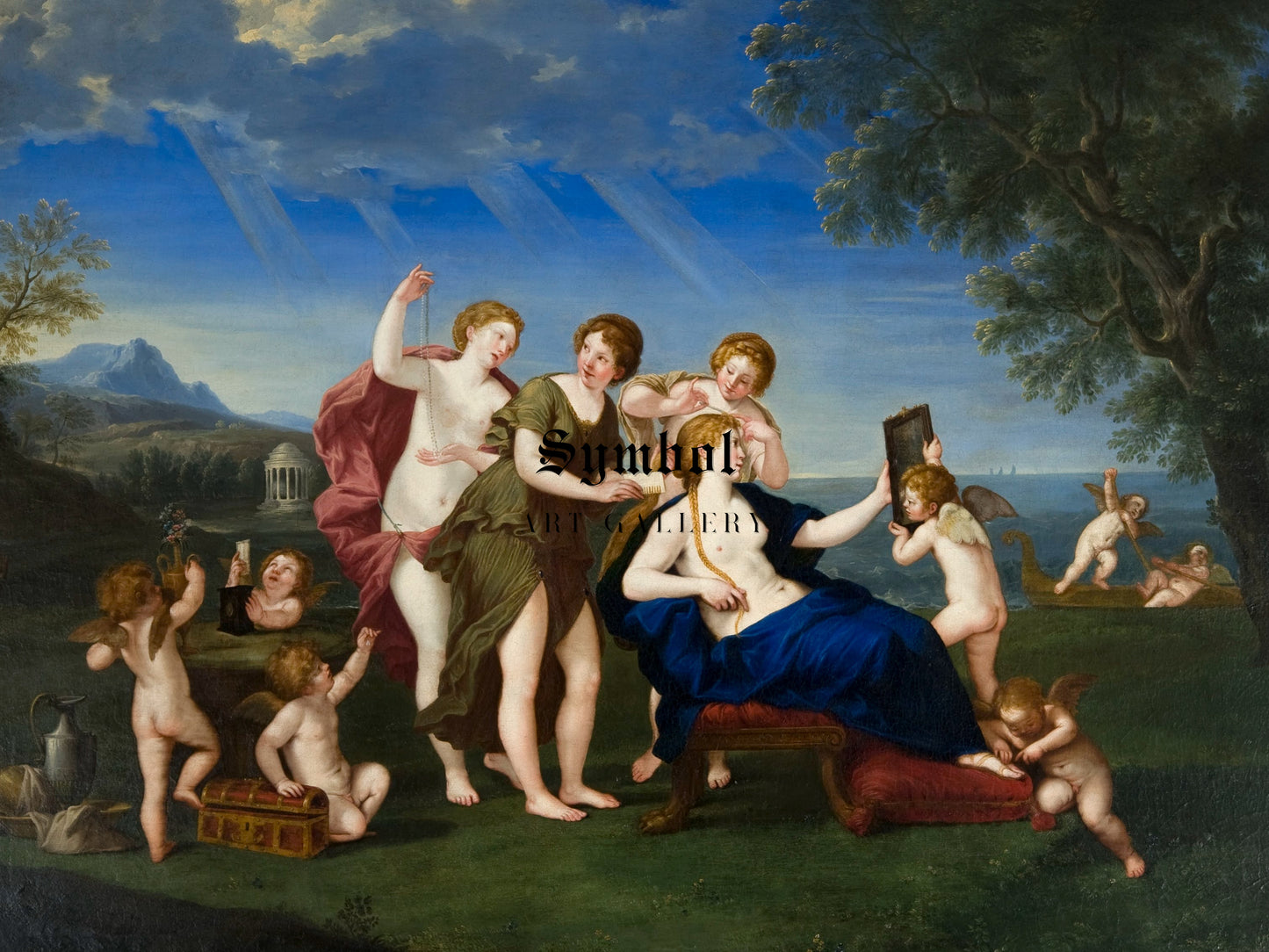 Venus Adorned by the Graces by Francesco Albani 1660, Wall Art Print, Fine Art Reproduction, Museum Quality Decor, Poster