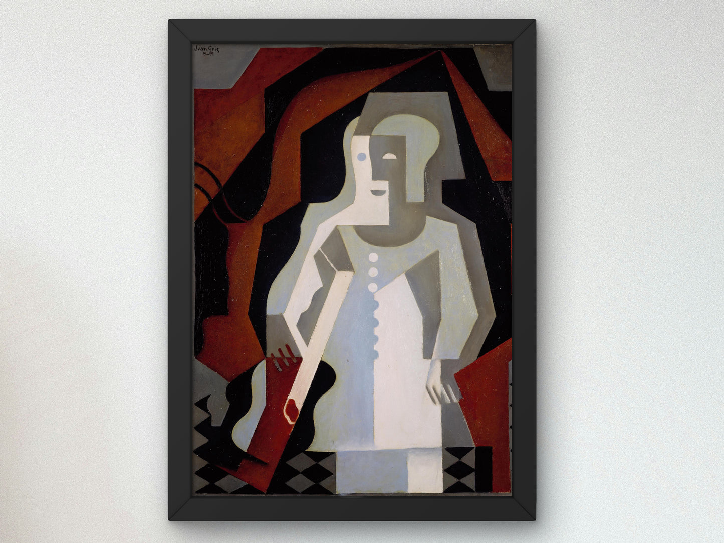 Pierrot with Guitar by Juan Gris 1919, Wall Art Print, Fine Art Reproduction, Museum Quality Decor, Poster