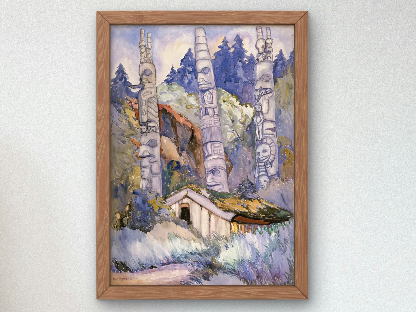 Haida Totems, Cha atl, Queen Charlotte Island by Emily Carr 1912, Wall Art Print, Fine Art Reproduction, Museum Quality Decor, Poster
