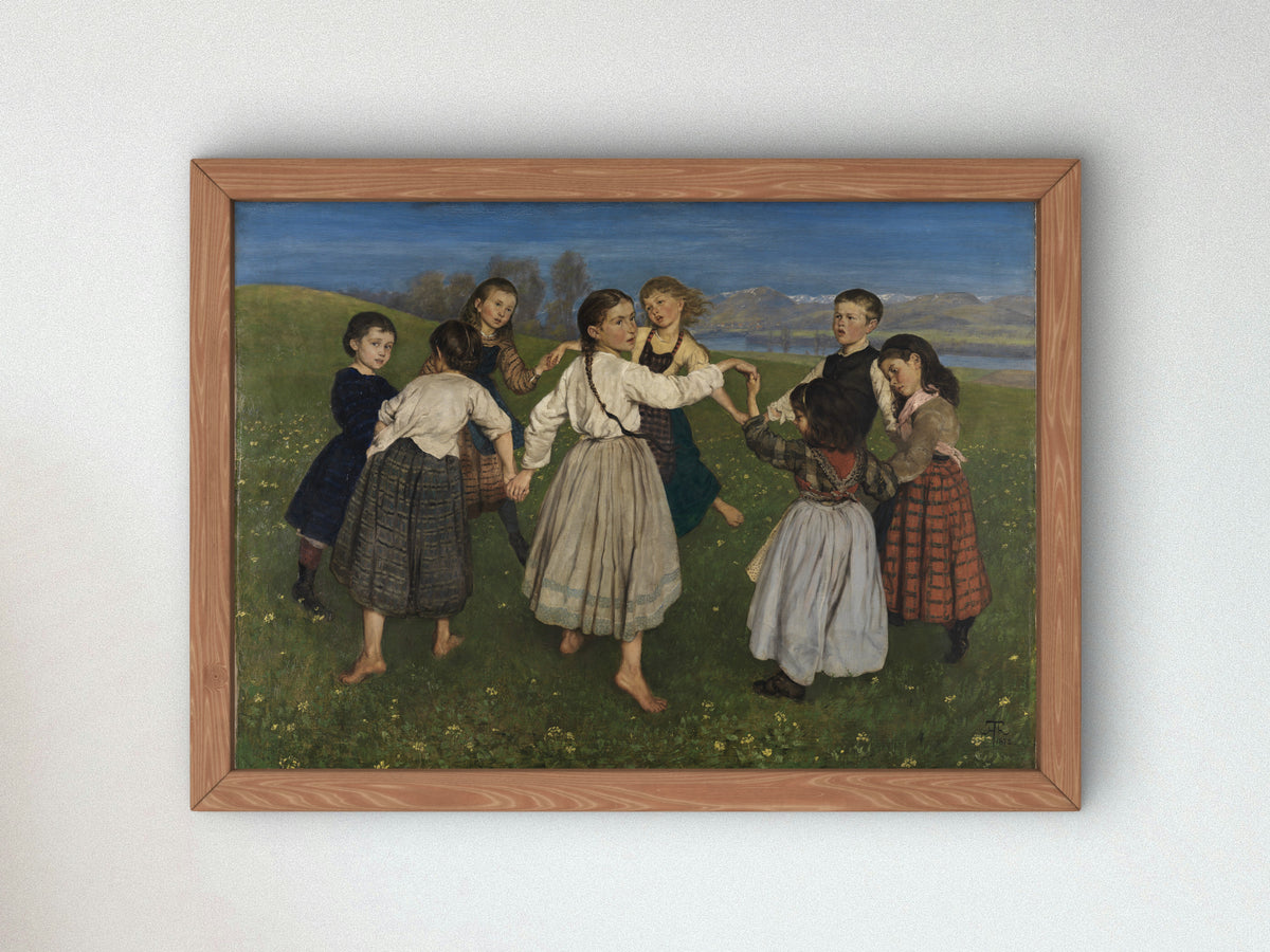 Children Dancing in a Ring by Hans Thoma 1872, Wall Art Print, Fine Art Reproduction, Museum Quality Decor, Poster