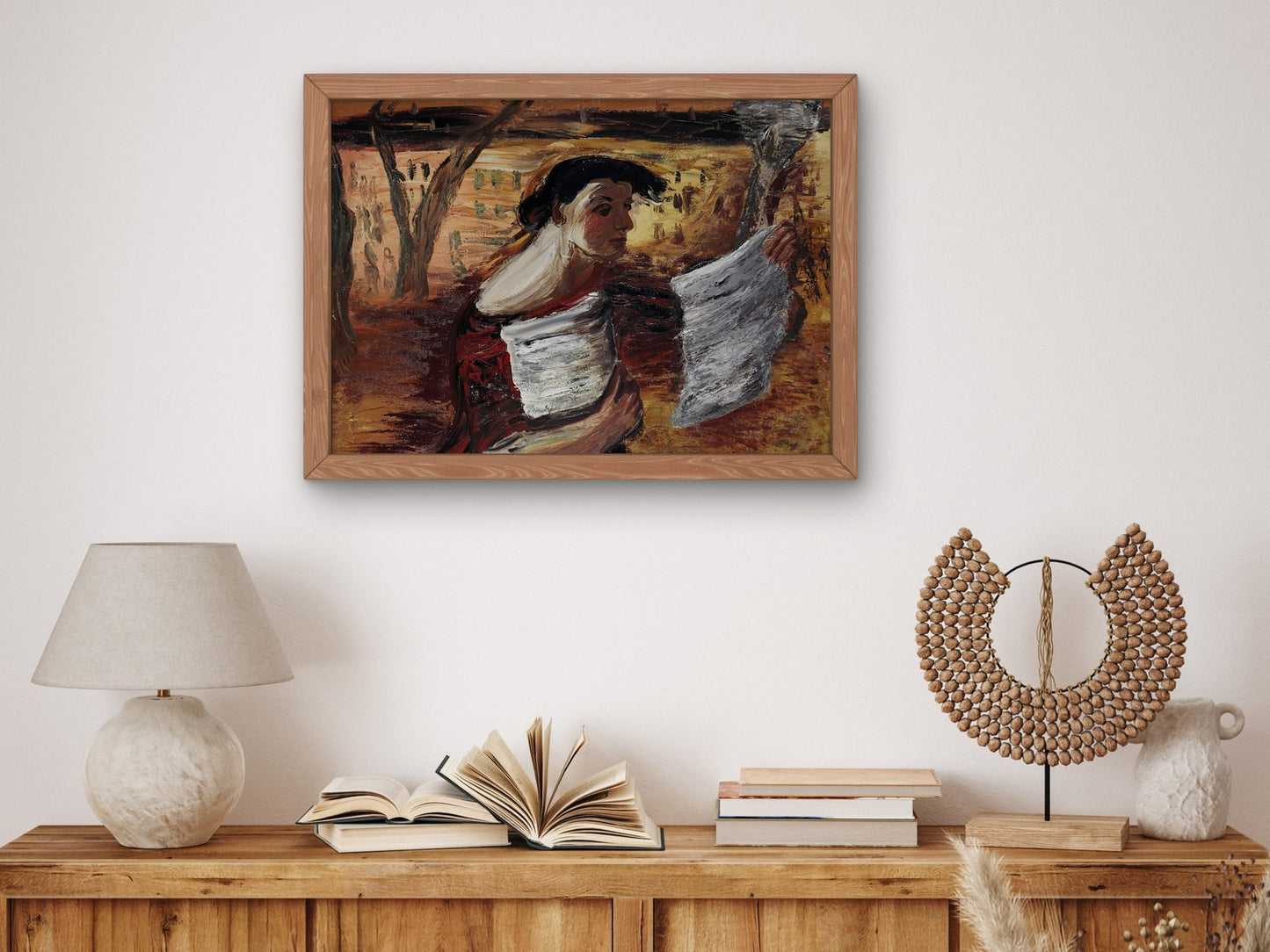Woman with Leaflets by Aleksandrs Drevinš 1933, Wall Art Print, Fine Art Reproduction, Museum Quality Decor, Poster