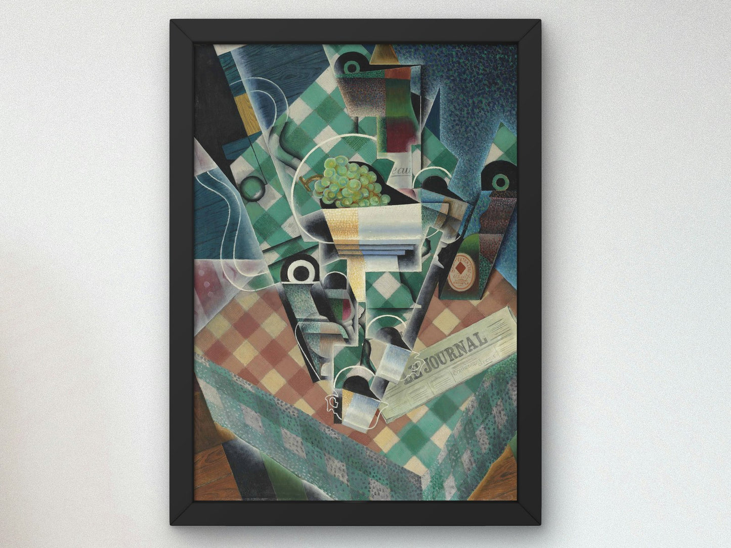 Still Life with Checked Tablecloth by Juan Gris 1915, Wall Art Print, Fine Art Reproduction, Museum Quality Decor, Poster