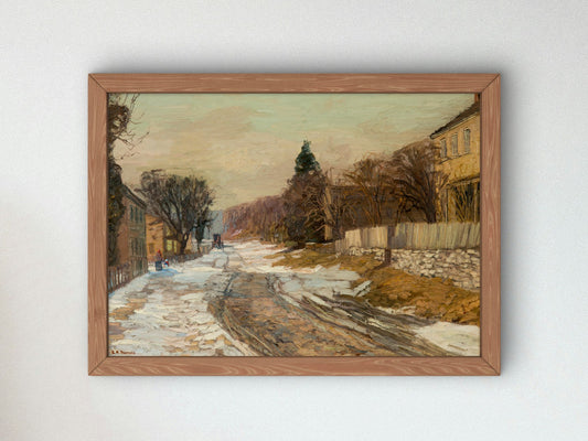 The Village in Winter by Edward Redfield 1913, Wall Art Print, Fine Art Reproduction, Museum Quality Decor, Poster
