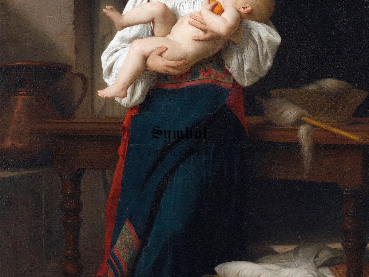 First Caresses by William Bouguereau 1901, Wall Art Print, Fine Art Reproduction, Museum Quality Decor, Poster