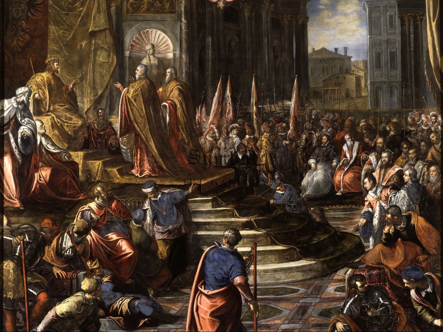 The Ambassadors of Doge Ziani Petition in Vain for Barbarossa to Make Peace with Alexander III by Domenico Tintoretto 1592, Wall Art Print