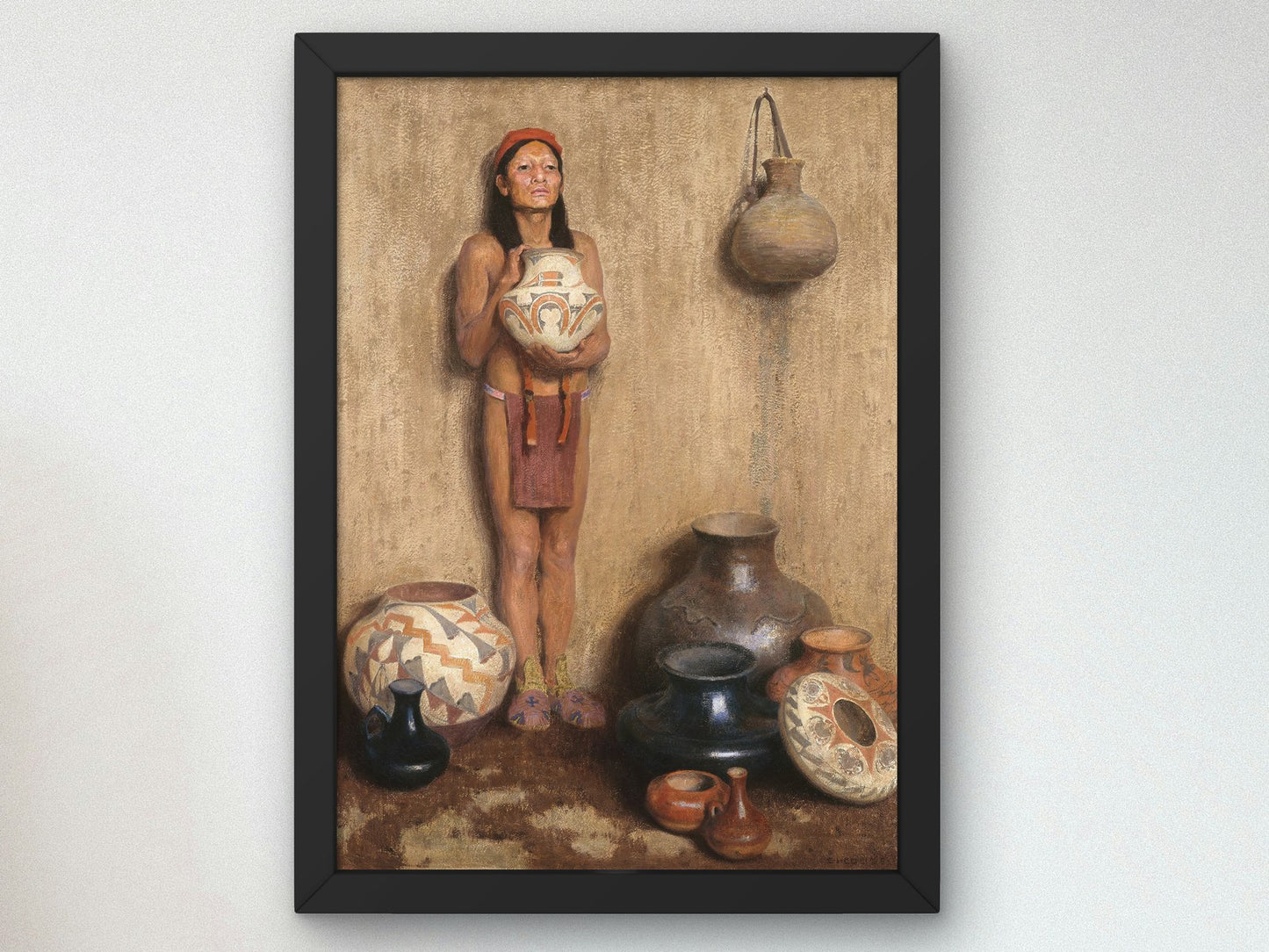 Pottery Vendor by Eanger Irving Couse 1916, Wall Art Print, Fine Art Reproduction, Museum Quality Decor, Poster