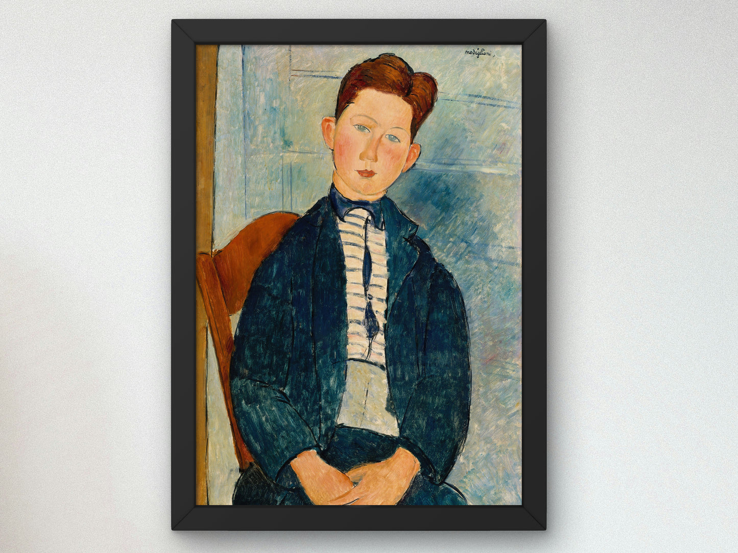 Boy in a Striped Sweater by Amedeo Modigliani 1918, Wall Art Print, Fine Art Reproduction, Museum Quality Decor, Poster