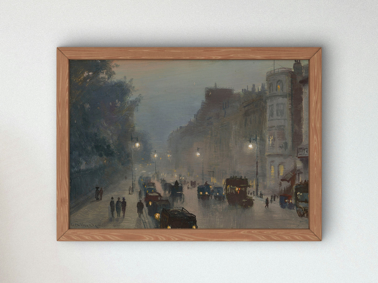 Down Piccadilly by the Green Park by George Hyde Pownall, Wall Art Print, Fine Art Reproduction, Museum Quality Decor, Poster