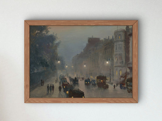 Down Piccadilly by the Green Park by George Hyde Pownall, Wall Art Print, Fine Art Reproduction, Museum Quality Decor, Poster
