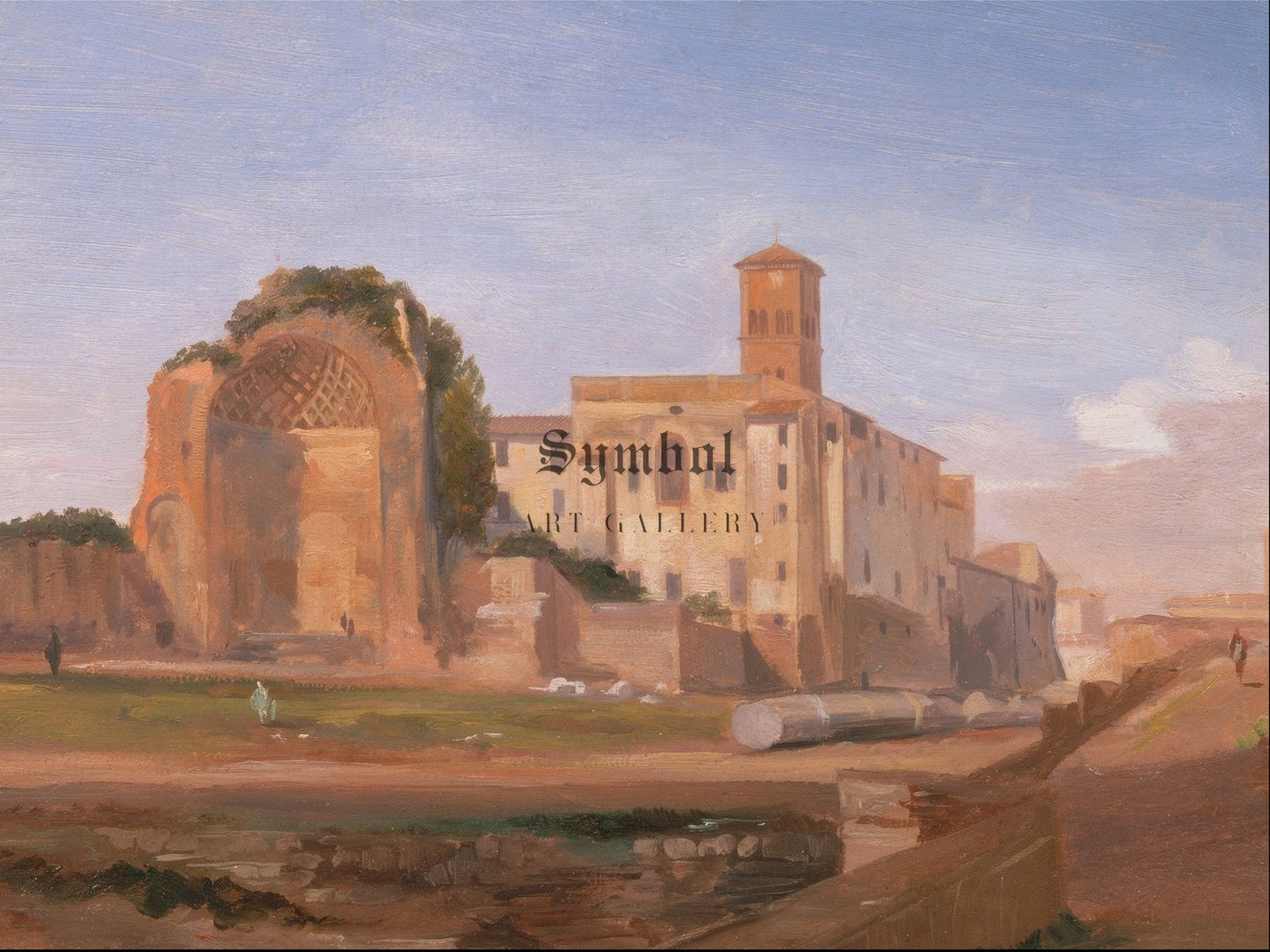 Temple of Venus and Rome by Edward Lear 1840, Wall Art Print, Fine Art Reproduction, Museum Quality Decor, Poster