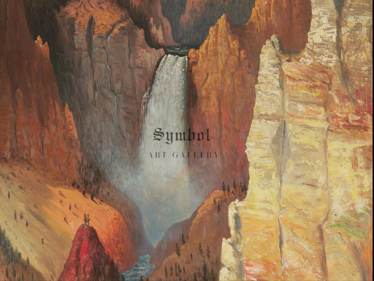 Yellowstone Falls by Cyrenius Hall 1870, Wall Art Print, Fine Art Reproduction, Museum Quality Decor, Poster