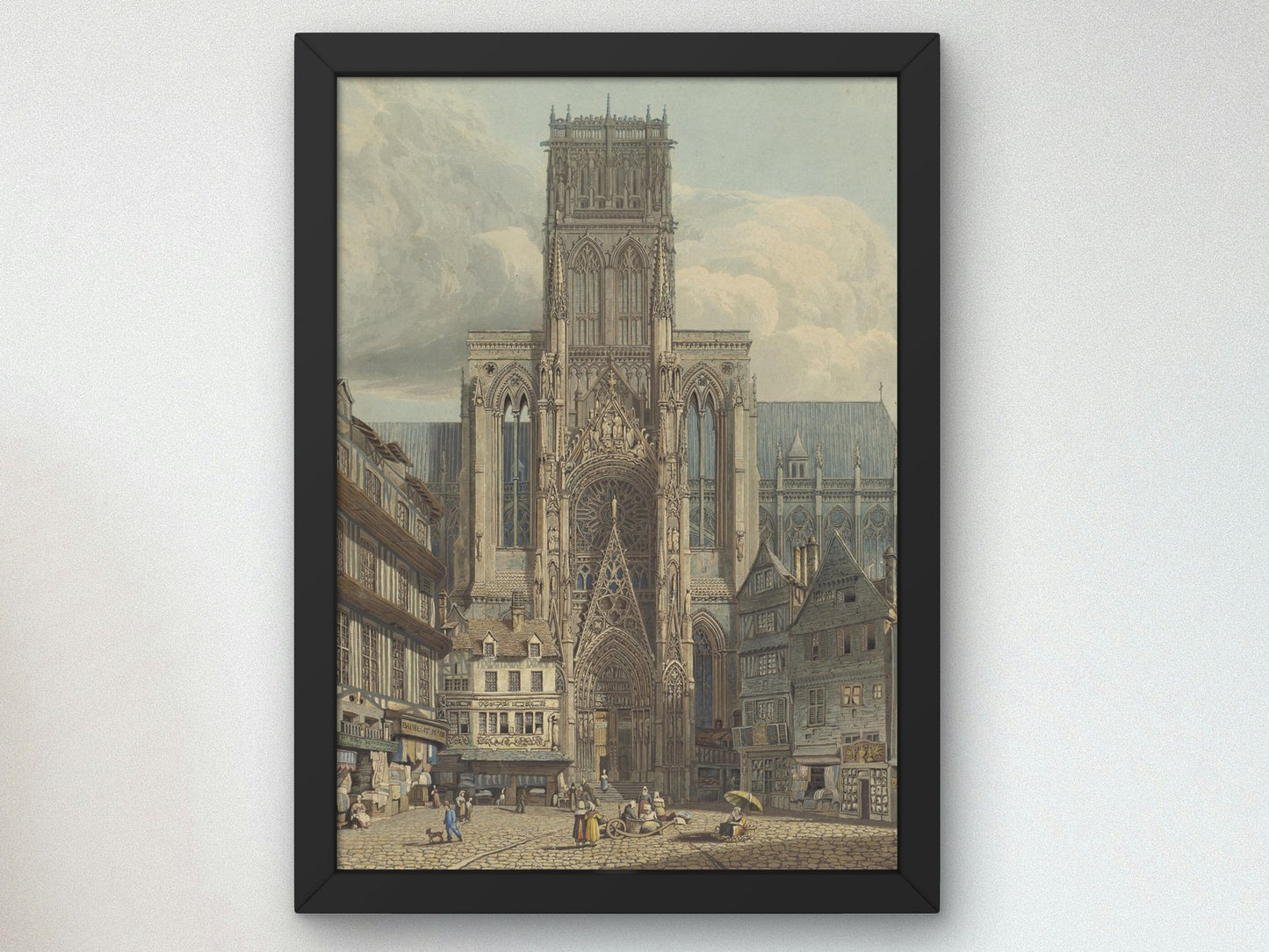 Cathedrale de Rouen Portail du Midi by Charles Wild 1823, Wall Art Print, Fine Art Reproduction, Museum Quality Decor, Poster