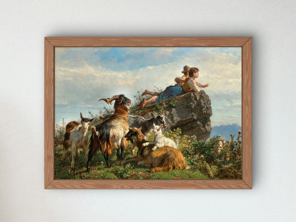 The Little Goatherds by Filippo Palizzi 1871, Wall Art Print, Fine Art Reproduction, Museum Quality Decor, Poster