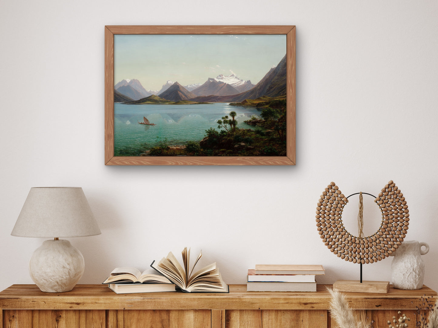 Lake Wakatipu with Mount Earnslaw by Eugene von Guérard 1877, Wall Art Print, Fine Art Reproduction, Museum Quality Decor, Poster