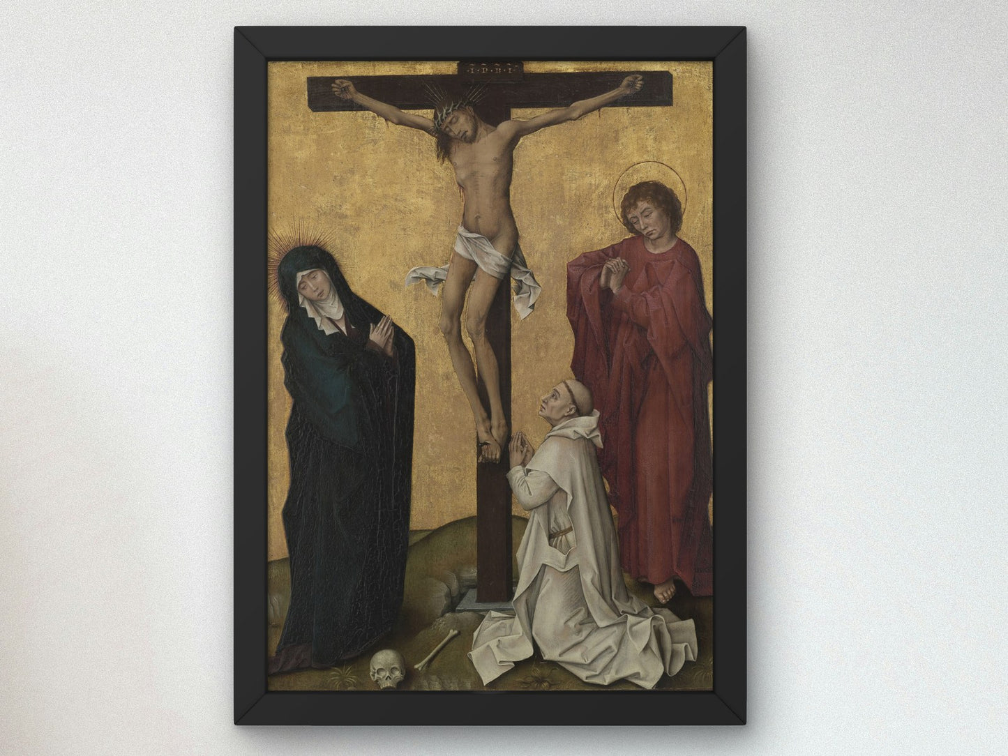 The Crucifixion with a Carthusian Monk by Rogier van der Weyden 1460, Wall Art Print, Fine Art Reproduction, Museum Quality Decor, Poster