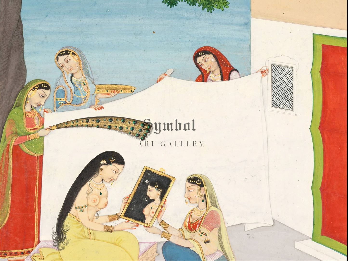 Toilette of Radha by Unknown, Mughal School 1810, Wall Art Print, Fine Art Reproduction, Museum Quality Decor, Poster