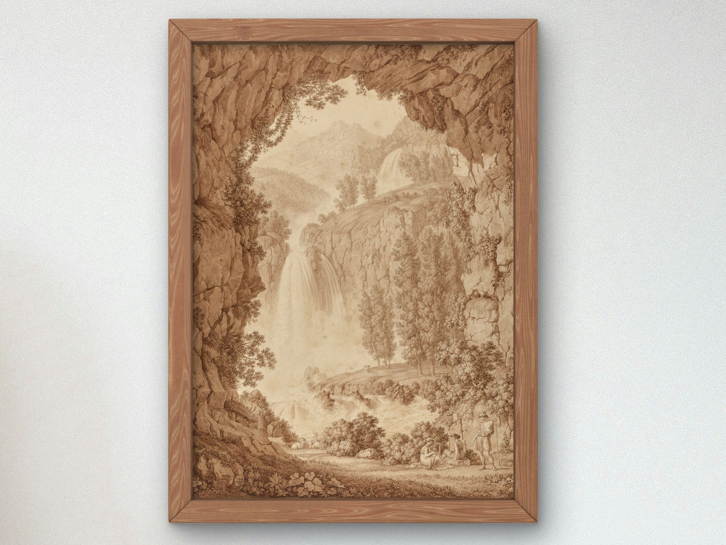 A Shepherd and Muses by a Waterfall by Christoph Heinrich Kniep 1798, Wall Art Print, Fine Art Reproduction, Museum Quality Decor, Poster