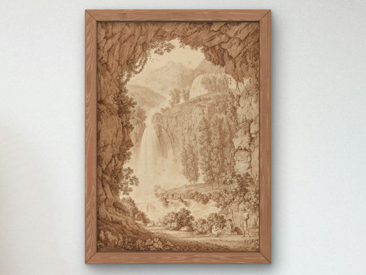 A Shepherd and Muses by a Waterfall by Christoph Heinrich Kniep 1798, Wall Art Print, Fine Art Reproduction, Museum Quality Decor, Poster