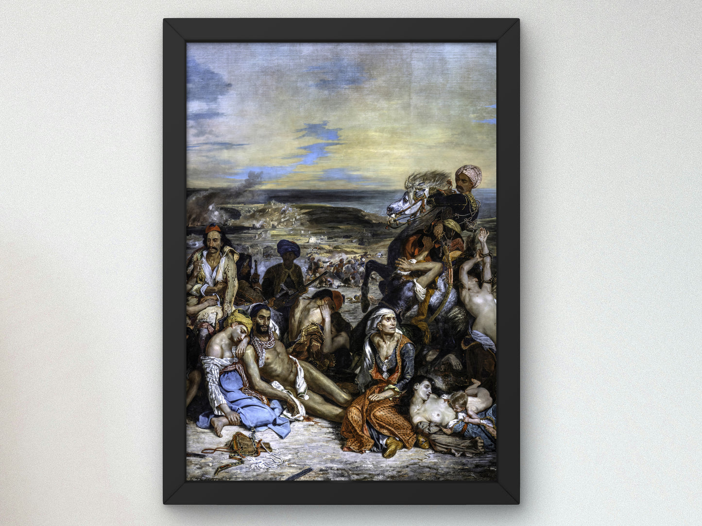 Scène des massacres de Scio, familles grecques attendant la mort ou l'esclavage by Eugène Delacroix 1824, Wall Art Print