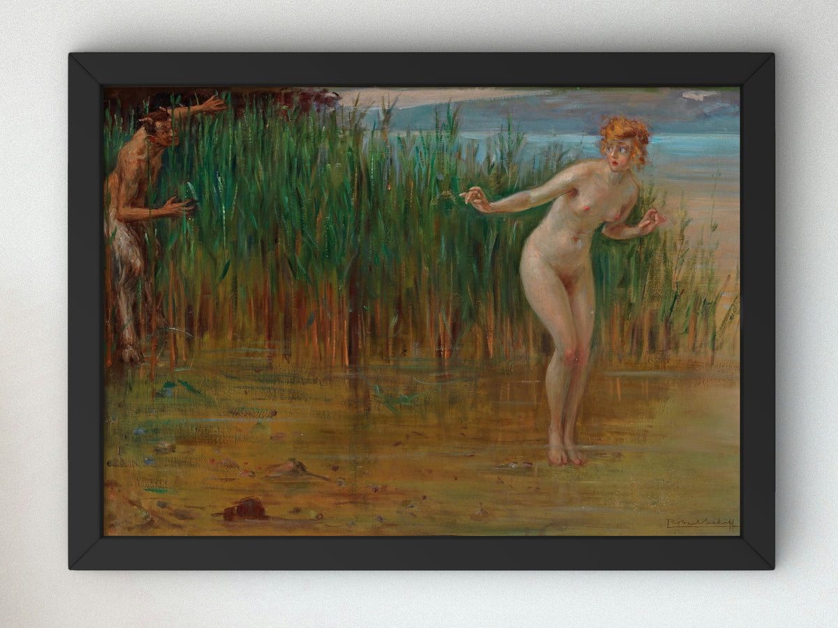 Surprised by a Faun by Robert Schiff, Wall Art Print, Fine Art Reproduction, Museum Quality Decor, Poster