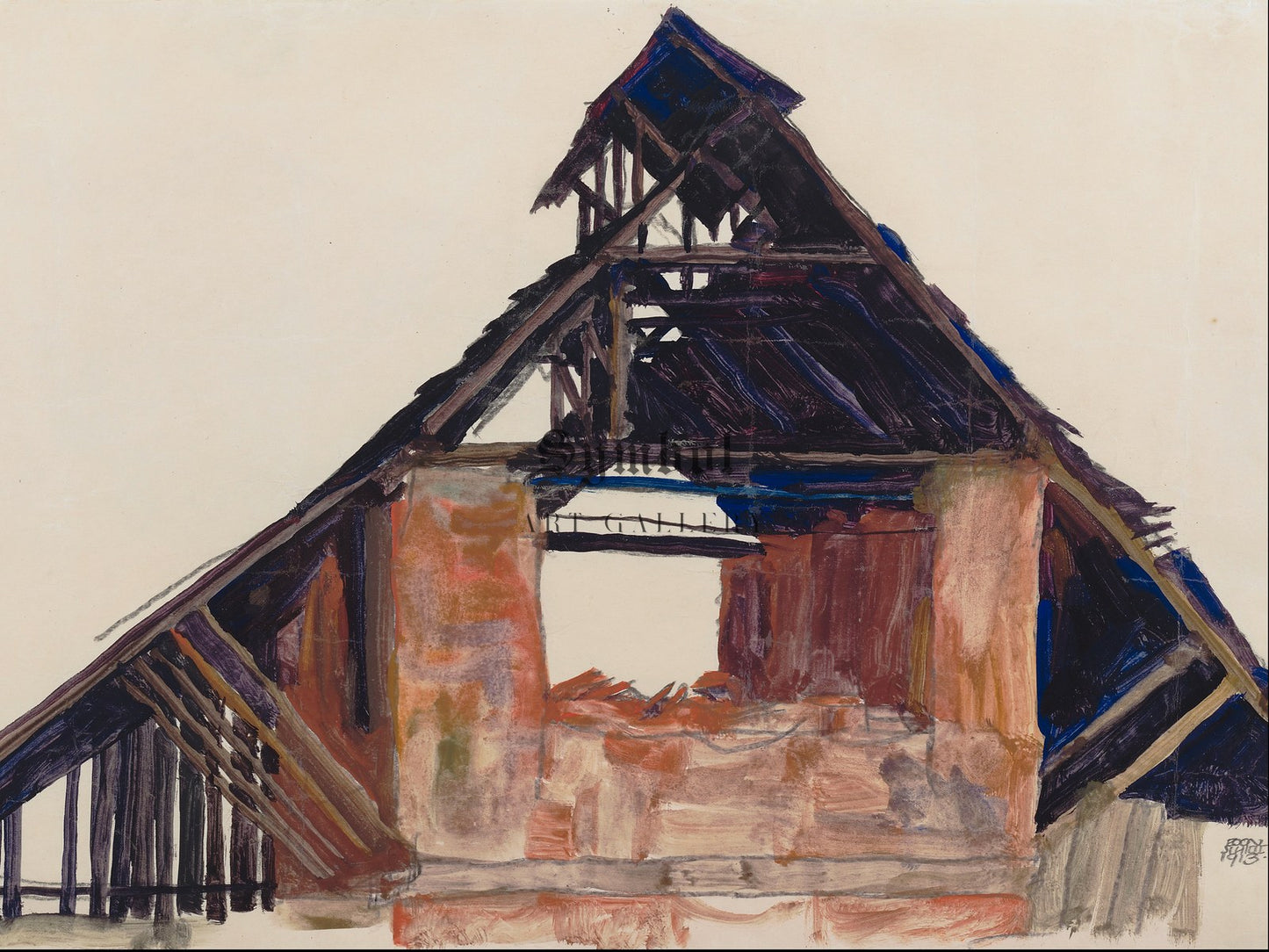 Old Gable by Egon Schiele 1913, Wall Art Print, Fine Art Reproduction, Museum Quality Decor, Poster