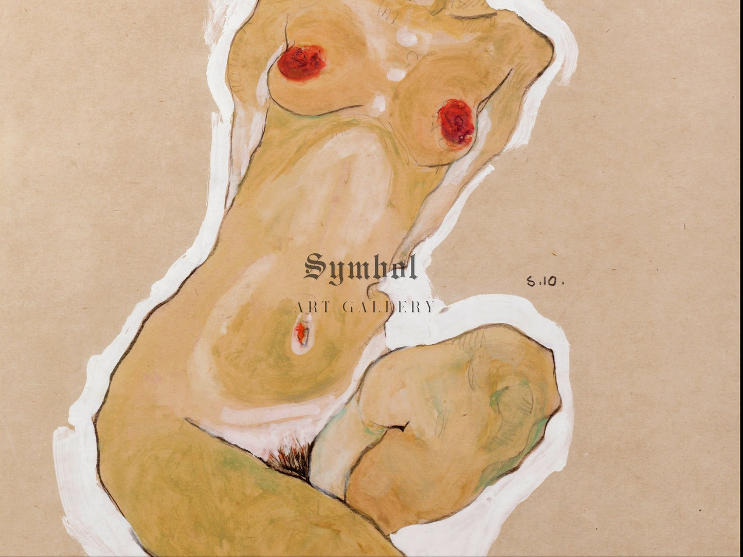 Squatting Female Nude by Egon Schiele 1910, Wall Art Print, Fine Art Reproduction, Museum Quality Decor, Poster