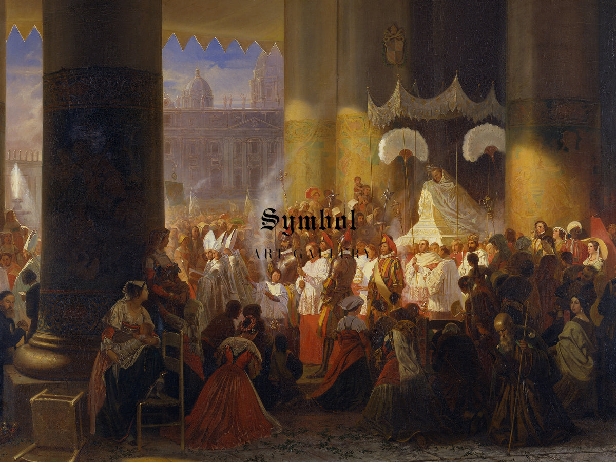 Procession at the Feast of Corpus Christi in Rome by Egron Lundgren 1847, Wall Art Print, Fine Art Reproduction, Museum Quality Decor