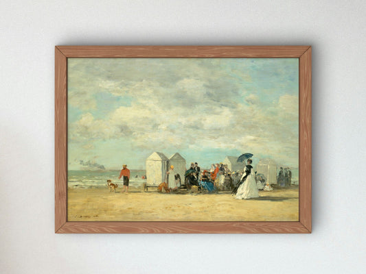 Beach Scene by Eugène Boudin 1862, Wall Art Print, Fine Art Reproduction, Museum Quality Decor, Poster