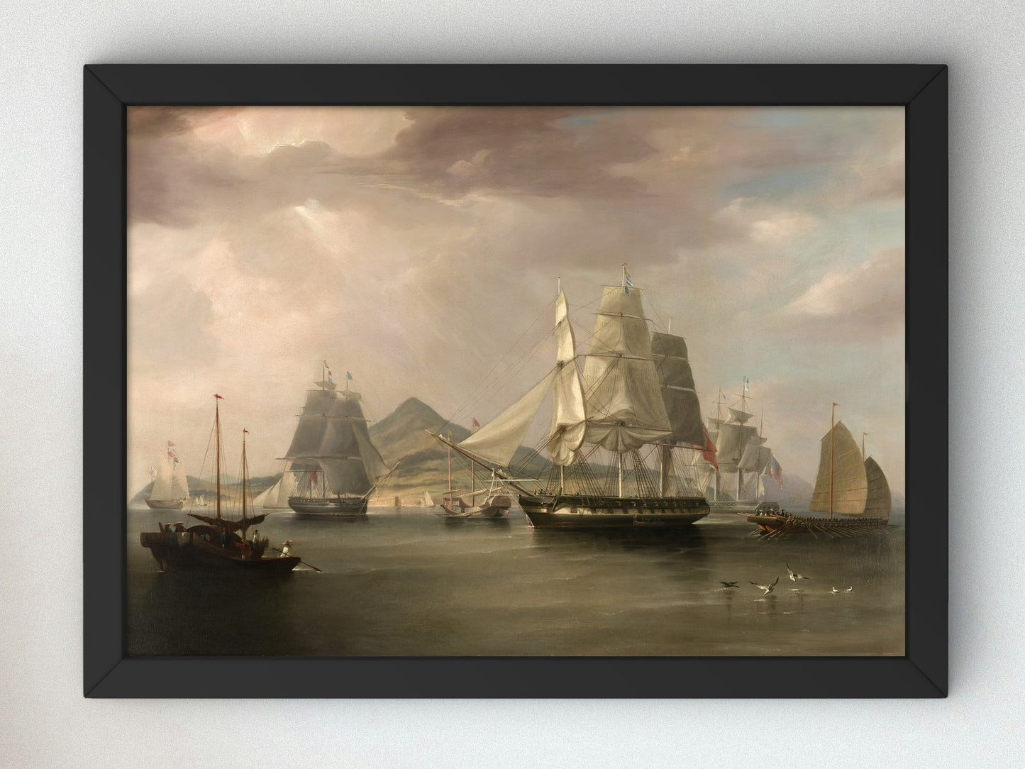 Opium Ships at Lintin China by Edward Duncan 1838, Wall Art Print, Fine Art Reproduction, Museum Quality Decor, Poster