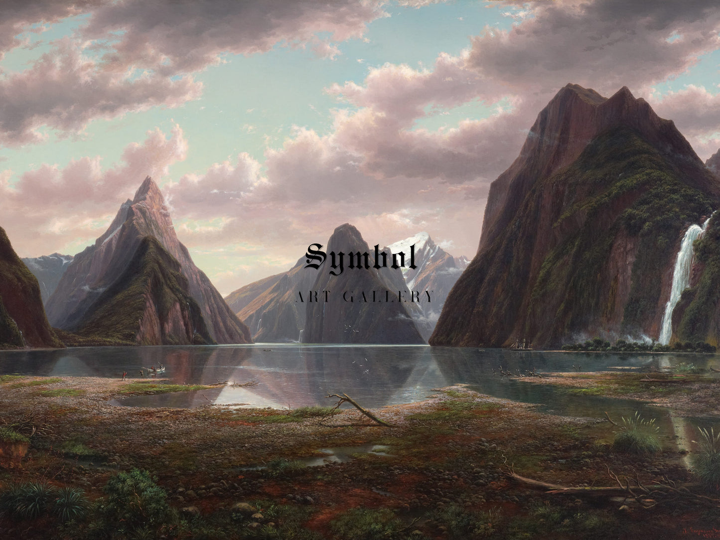 Milford Sound New Zealand by Eugène von Guérard 1877, Wall Art Print, Fine Art Reproduction, Museum Quality Decor, Poster