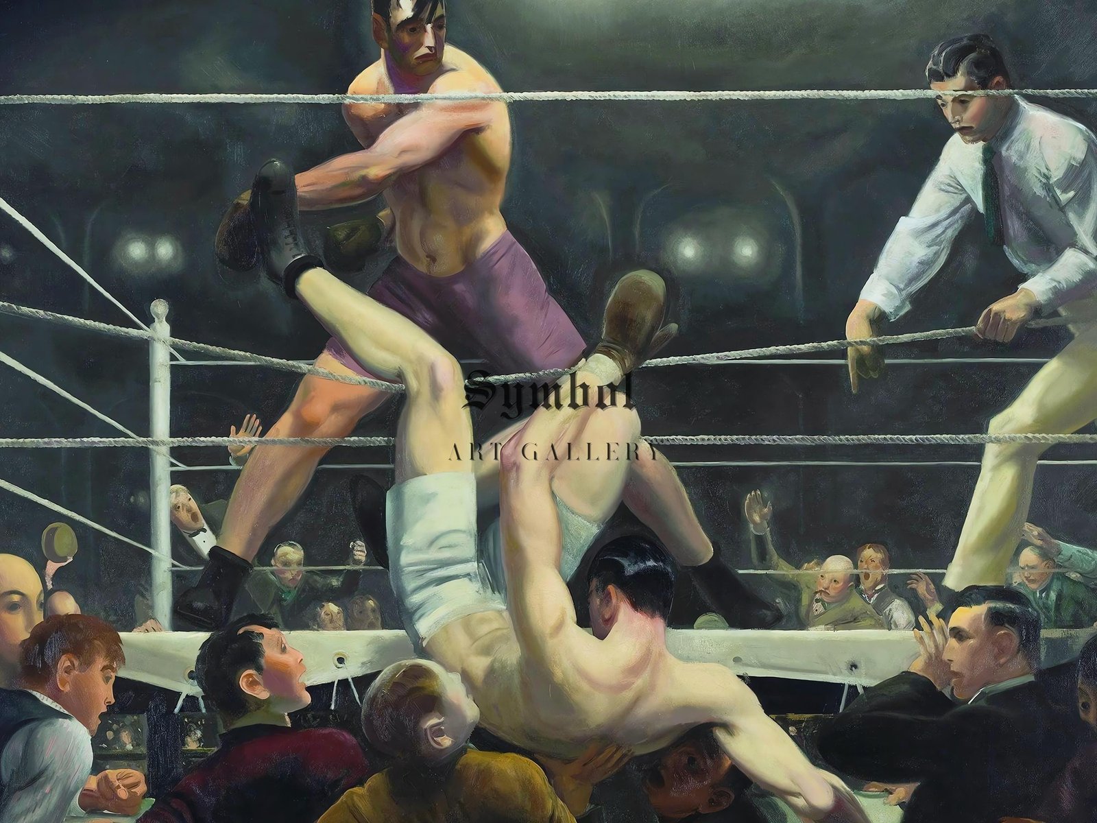 Dempsey and Firpo by George Bellows, 1924, Art Deco American Modernism, fine art print