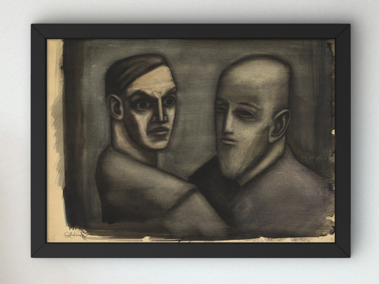 The Young Man and the Old Man by Karl Wiener 1930, Wall Art Print, Fine Art Reproduction, Museum Quality Decor, Poster