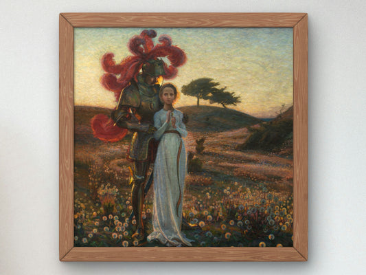 The Knight and the Maiden by Richard Bergh 1897, Wall Art Print, Fine Art Reproduction, Museum Quality Decor, Poster