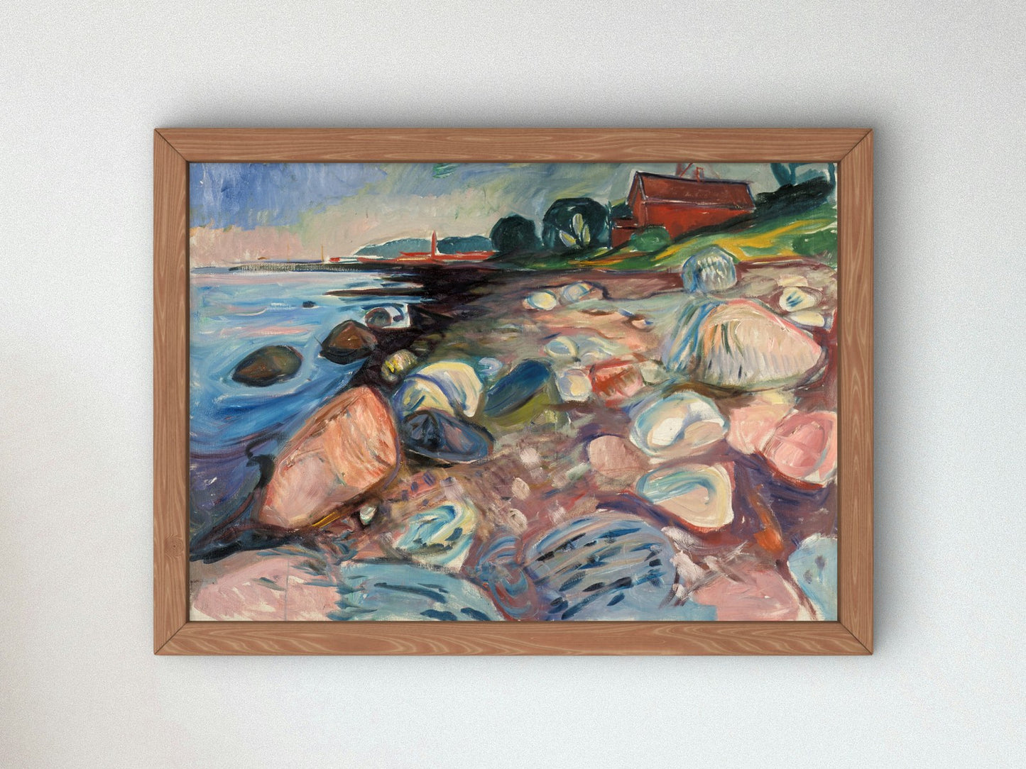 Shore with Red House by Edvard Munch 1904, Wall Art Print, Fine Art Reproduction, Museum Quality Decor, Poster